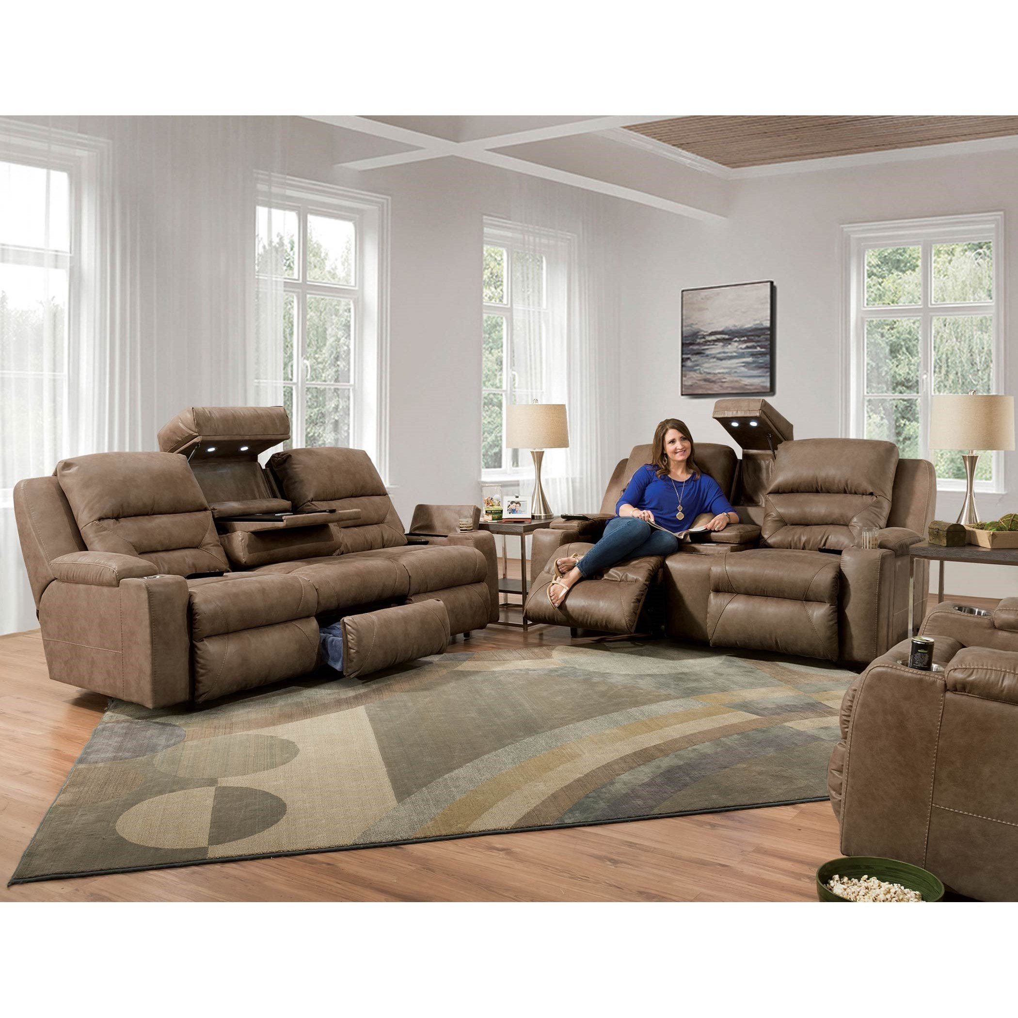 Power reclining outlet console loveseat